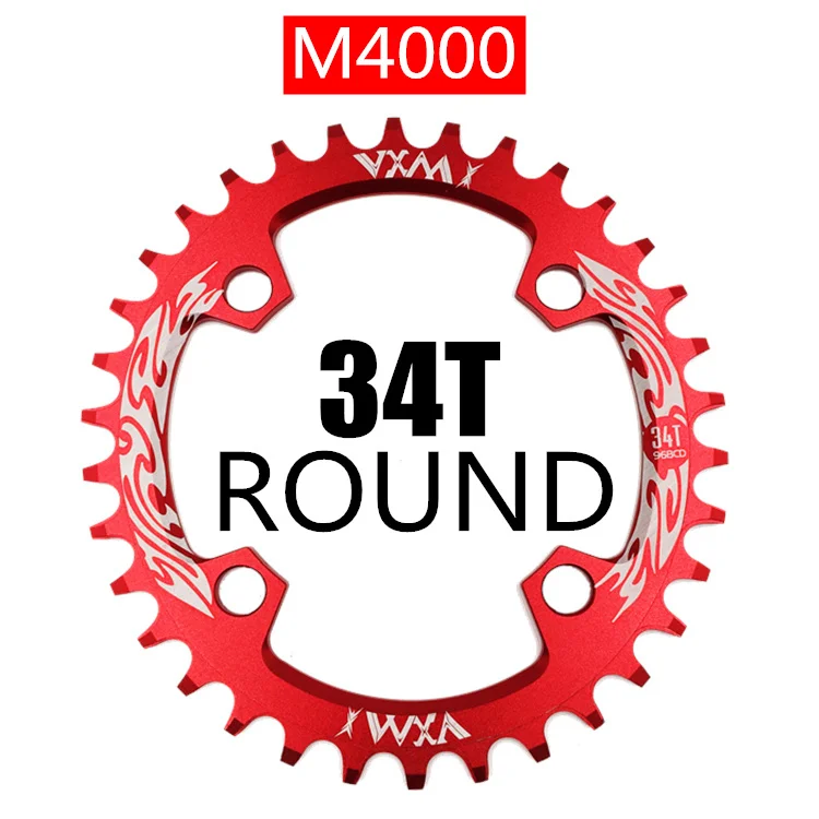 Red 34T Round VXM Велосипедная кривошипная и цепная цепь VXM 96BCD 32 T/34 T/36 T/38 T круглая узкая широкая цепь MTB дорожный велосипед шатун бензопилы запчасти для велосипеда - Цвет: Red 34T Round VXM