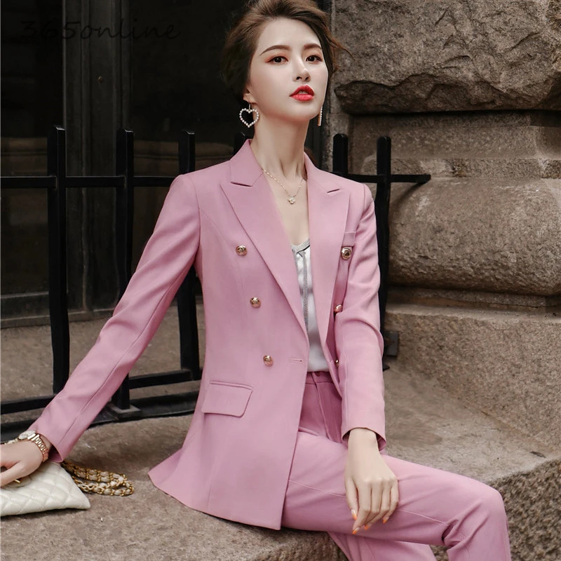 Новинка 2020 весенне осенний розовый официальный дизайн костюмы брюки с брюками