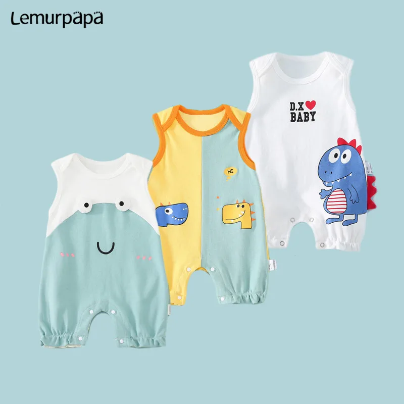 

Cartoon Summer Baby Clothes Romper Onesie Infant Boy Girls Rompers One-Pieces Cute Dinosaur Jumpsuits Outfit Short Baby Costume