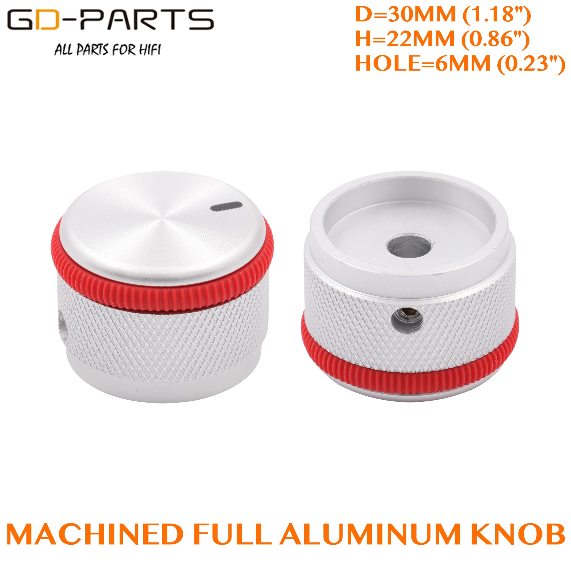 30x22 мм алюминиевая ручка потенциометра с красным резиновым кольцом 0 23 &quot6