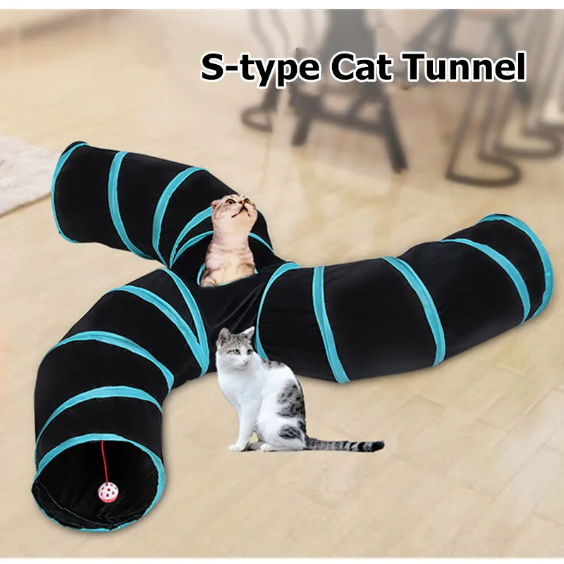 S-тип 3 отверстия складной туннель для кошек Pet Tube складная игрушка игр в помещении