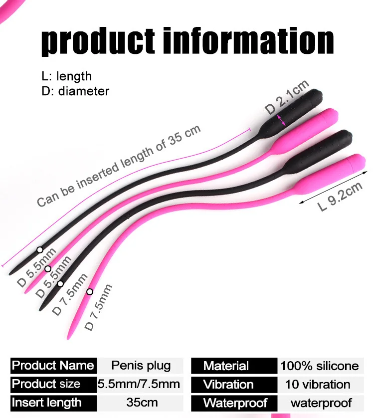 Уретральный вибратор 10 скоростей Мужской мастурбатор силиконовая Вибрирующая
