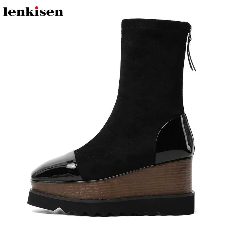 Lenkisen/Новинка теплые водонепроницаемые зимние женские ботильоны из флока на