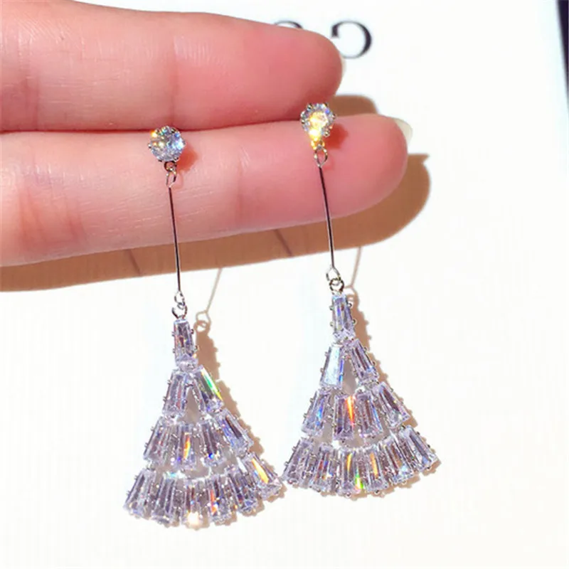 New Fashion Long Earrings For Women Korean Gold Color &amp Silver Rhinestone Dangle Female | Украшения и аксессуары