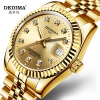 fashion couple steel band watch 2021 new waterproof high end gold watch brand mens and womens student calendar gold watch