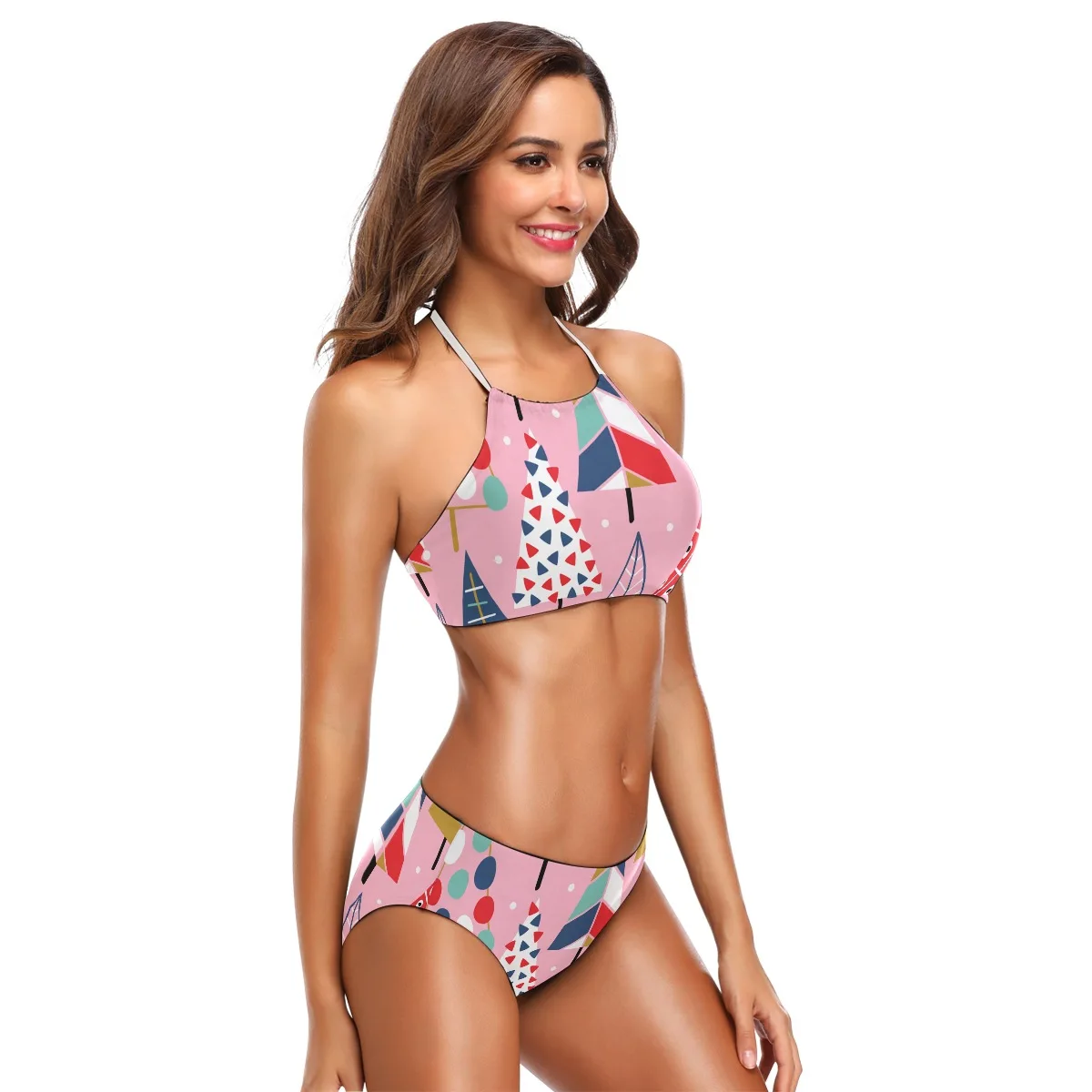 

Luren Bikini 2021 Christmas Style Sexy Fashion Tube Top Beach Swimming Suit Thong 2 Piece Sets Womens