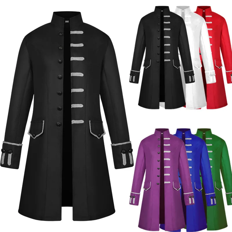 

NEW Men Cosplay Costume Party Vintage Royal Style Trench Coats Retro Gothic Steampunk Long Coats Gentlemen Costume 2020