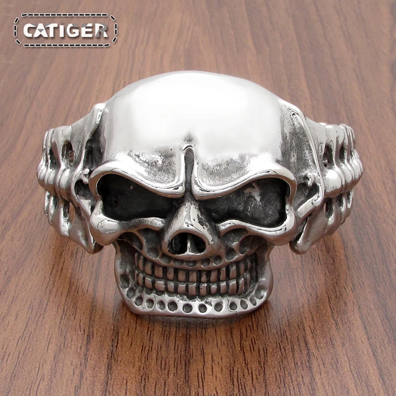 Бесплатная доставка Панк Серебряный цвет черный 316L Нержавеющая сталь Готический