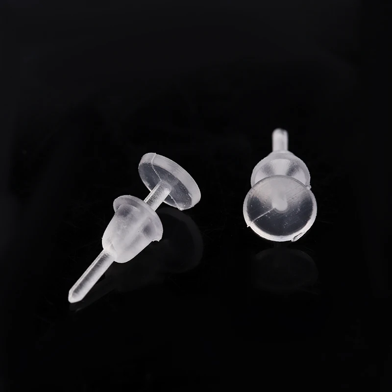 

XINYAO 200Pcs/Lot Diameter 3mm 5mm Transparent Plastic Flat Pin Earrings Stud Plastic Ear Plugs for Jewelry Making Accessories