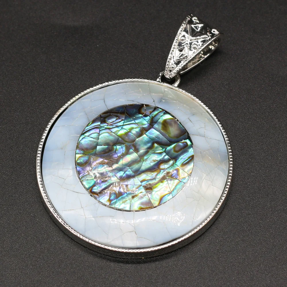 

Vintage Natural Based Alloy Shell Pendants Exquisite Round Abalonel for Jewelry Making Charms DIY Necklace Accessories