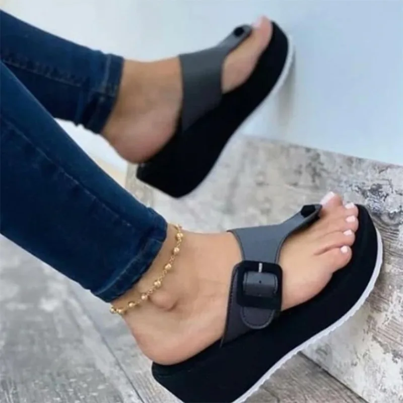 

New Women Wedges Sandals Summer Casual Muffin Slip on Platform Flip Flops Ladies Sandals Party Peep Toe Sandals Sandalias Mujer