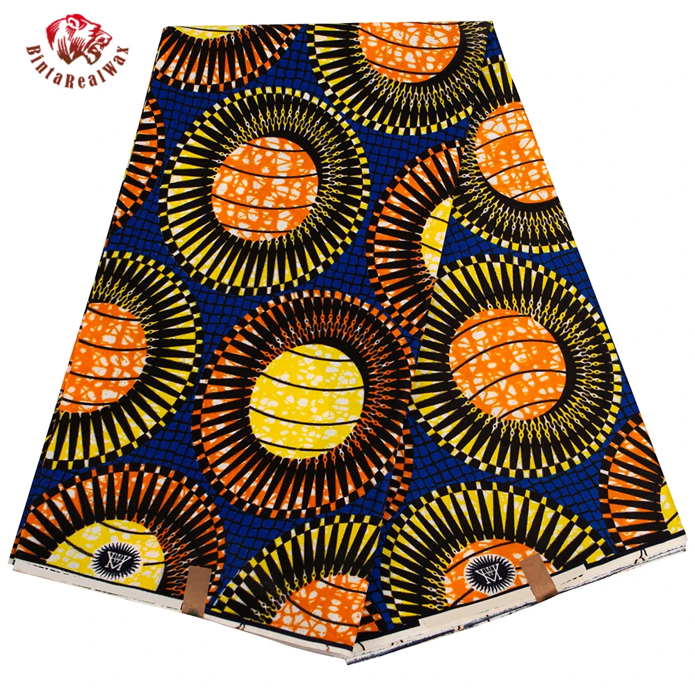 

Bintarealwax, африканская ткань, полиэстер, Анкара, настоящий материал для вечернего платья, 6 шт., швейный материал PL607