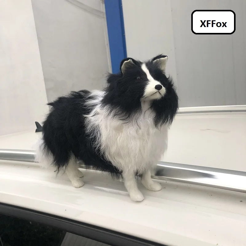 Новая настоящая жизнь черная собака модель пластик и меха стоящая овчарка Собака