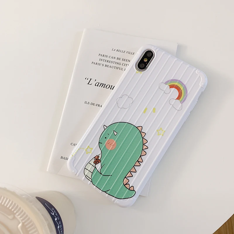 Чехлы для телефонов с изображением мультяшного динозавра для iPhone X 7 8 6 6S Plus 3D полосатая мягкая задняя крышка из ТПУ для iPhone XS Max XR чехол Coque