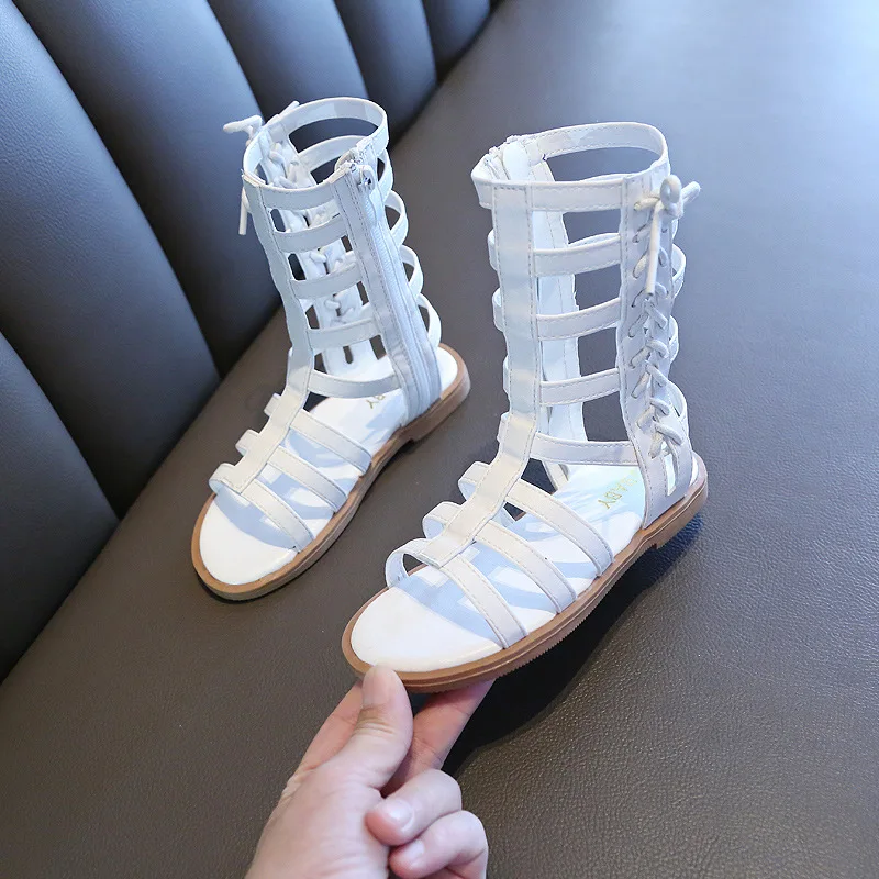 Hot Sell Girls Summer Sandals Leather Fashion Toddler Gladiator Sandals Baby Girls High Top Children Roman Sandles Shoes B961