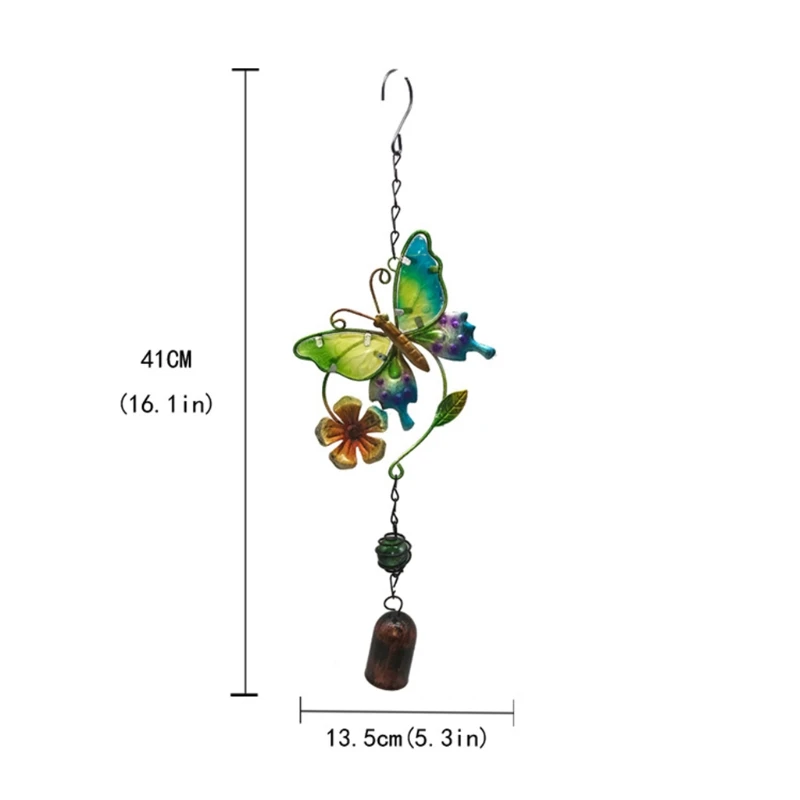 

Q9QF 2pcs Indoor Outdoor Metal Wind Chimes 16 Inch Butterfly Painted Ornaments Window Curtains Pendant for Home Patio Garden