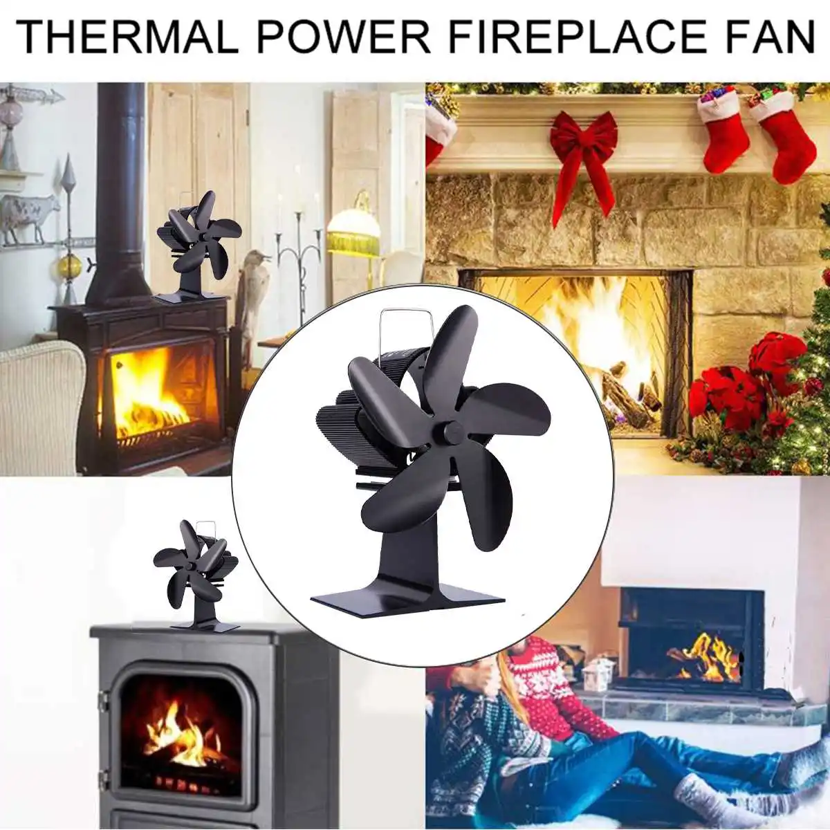 

Fireplace Fan Stove Fan Eco Friendly Heat Powered Stove Fan Wood Log Quiet Fan Efficient Heat Distribution Keep Warm