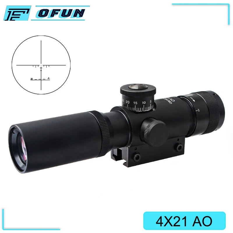 Тактический прицел для охотничьей винтовки 4x21 AO выгравированный стеклянный с