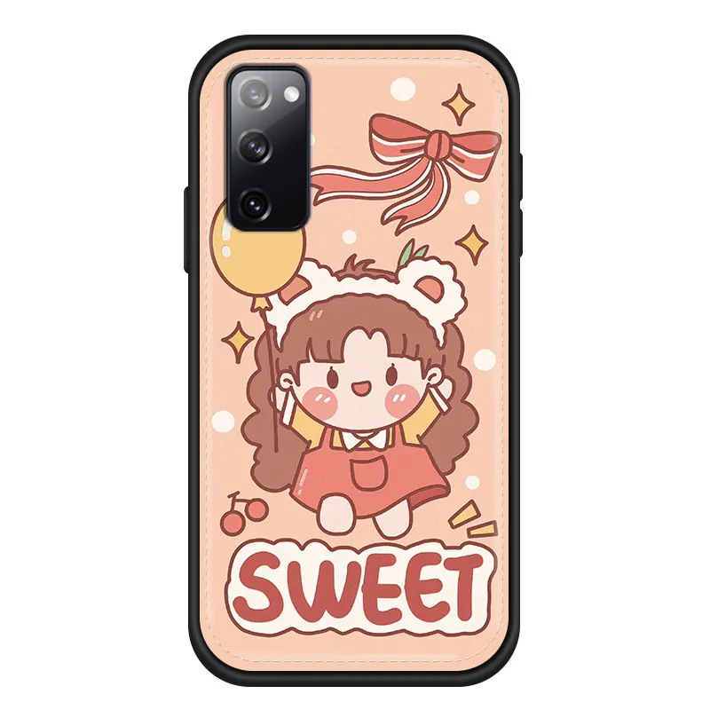 

For S20 Ultra Samsung Galaxy Cases Sweet Cute Leather Cases for Samsung Galaxy S20 S20+ Cartoon Half-wrapped Funda Para 5G
