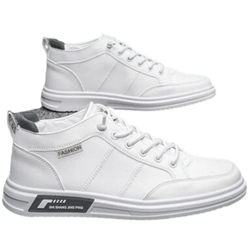 

White Leather Sneakers Men's Vulcanized Autumn Shoes Male Casual Tenis 2021 Fashion Sneakers Mans Shoe Boys Platform Sneakers