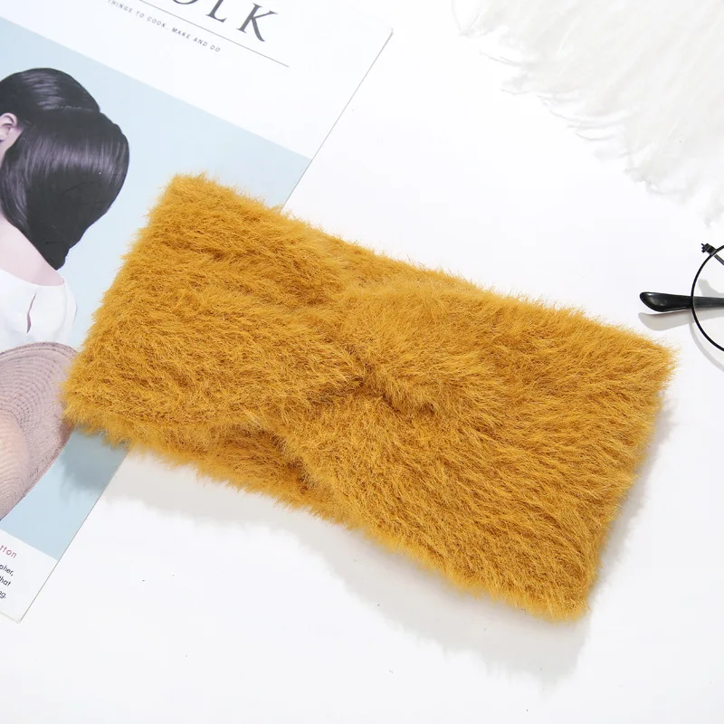 

Women Winter Hairband Hair Accessories Knitting Cross Knot Warm Girls Headbands Scrunchies Elastic Hairbands Turban Solid Color