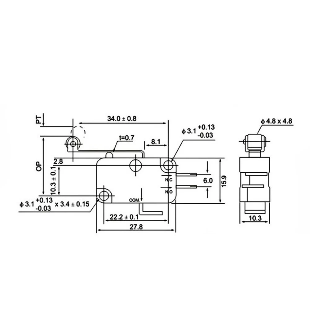 

10PCS 15A 125/250V Micro Limit Switch Small Stroke Resistant Long Handle Pulley Switch Top Quality