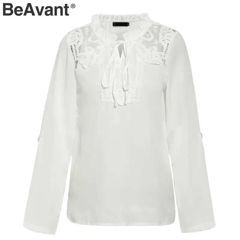 BeAvant элегантная шифоновая блузка на шнуровке для женщин с оборками и вышивкой