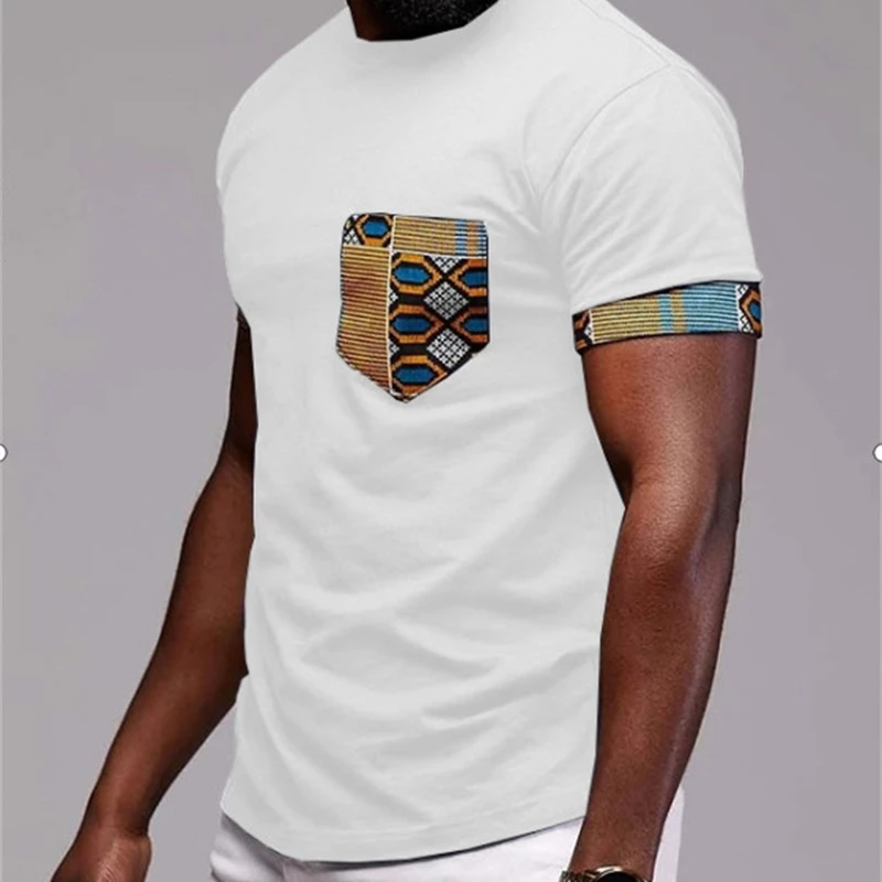 

Oversized t-shirt 2020 men's round neck slim short sleeve pocket decoration