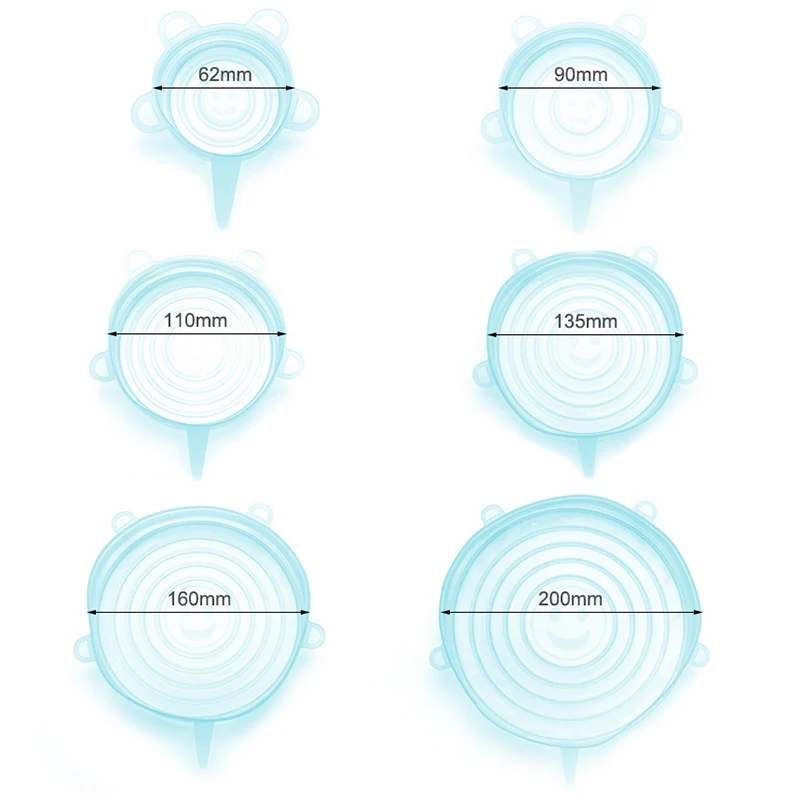 Силиконовые крышки чаши набор из 5 многоразовых герметичных крышек для мисок