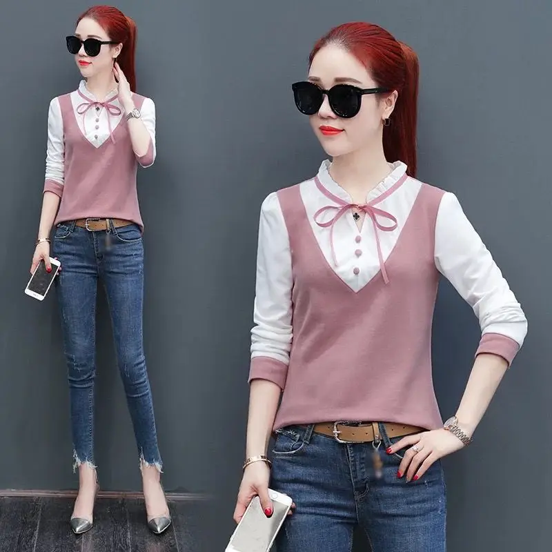 Блузка женская плиссированная с длинным рукавом кружевная батальных размеров 3XL