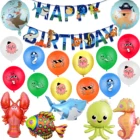 Мирового океана морского животного большой акулы детские товары для праздников рыбы Осьминог Фольга воздушные шары баннер, флаг Happy День рождения украшения