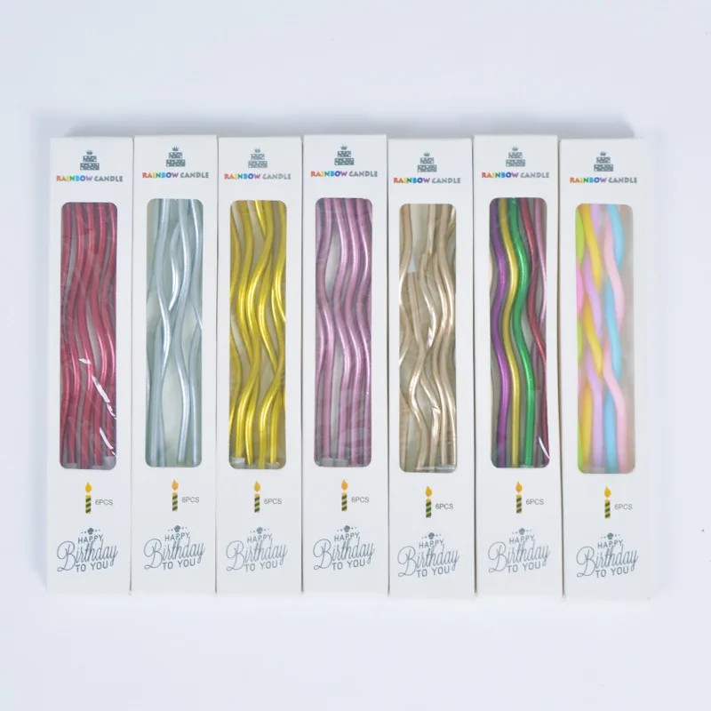 6 коробок Изогнутые Позолоченные цветные свечи для торта украшения | Дом и сад
