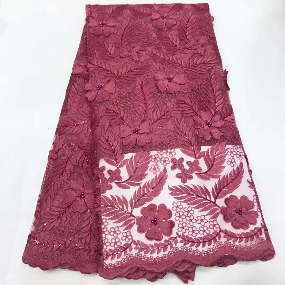 

Latest 3D Flower African Tulle Lace Fabric Embroidered Nigerian milk silk for Wedding High Quality 2020 French Tulle Lace Fabric