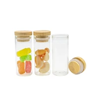 5pcs 35ml clear glass vial exquisitely made with bamboo wood rubber lid home furnishing gift reusable refillable travel bottles