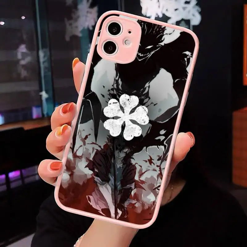 

anime Black Clover Phone Case Matte transparent For Pink iPhone 12 Mini 11 Pro XR XS Max 7 8 Plus X Back Cover