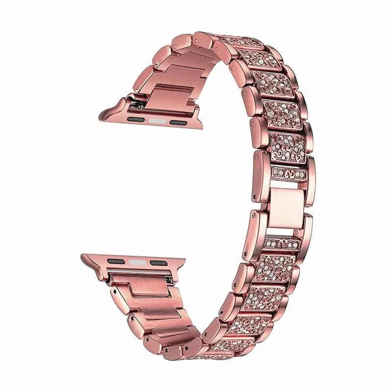 pink gold Женские часы диаморемешок для apple watch 4 band 40 мм 44 мм correa apple watch 38 мм iWatch band 42 мм браслет из нержавеющей стали ремешок для часов - Цвет ремешка: pink gold
