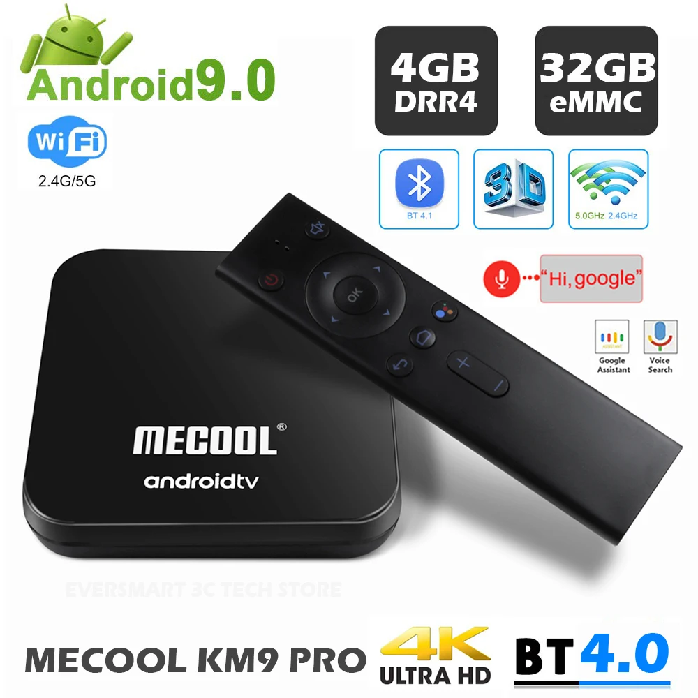 ТВ-приставка MECOOL KM9 PRO Android 9,0, сертифицированный Google, 4 Гб, DRR4, 32 ГБ, Android 9,0, ТВ-приставка Amlogic S905X2, 4 K, 2,4G, 5G, двойной Wifi, BT4.0