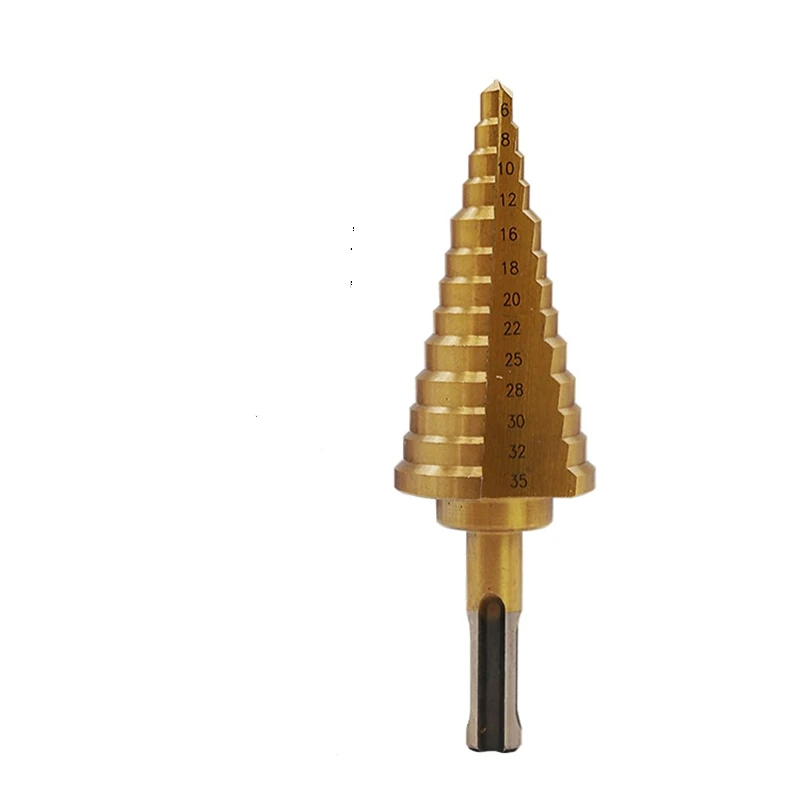 

1pcs high speed steel titanium-plated drill bit straight groove step drill 6-35MM metal drill bit hole opener wood drilling tool