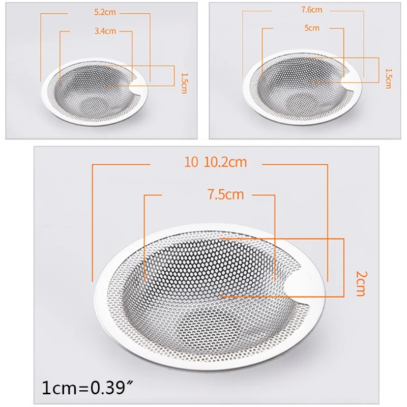 

4pcs/set Kitchen Sink Food Residue Stainless Steel Filter Bathroom Wash Basin Hair Filters Sewer Impurities Filter Mesh Home Ac