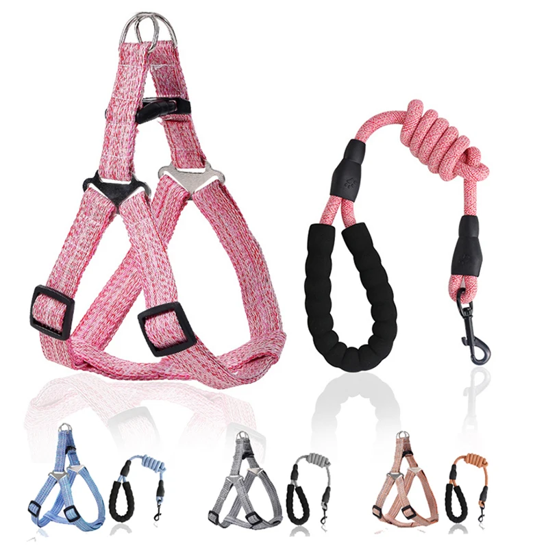 

Dog Leash and Collar Set New Elasticity Pet Chain Leash for Large Medium Small Dog Cat Supplies Chest Harness Set Dog Accessorie