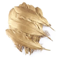 10pcslot beautiful gold feathers for crafts natural goose turkey plume decoration diy plumas decorativas wholesale