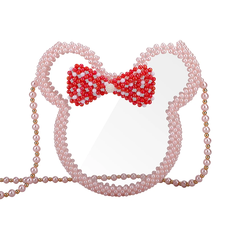 

Women's Crossbody Bag Hand Woven Beaded Bow Cute Cartoon Mouse Bear Bag Wholesale Transparent Shoulder Bag Fashion Girls Bags