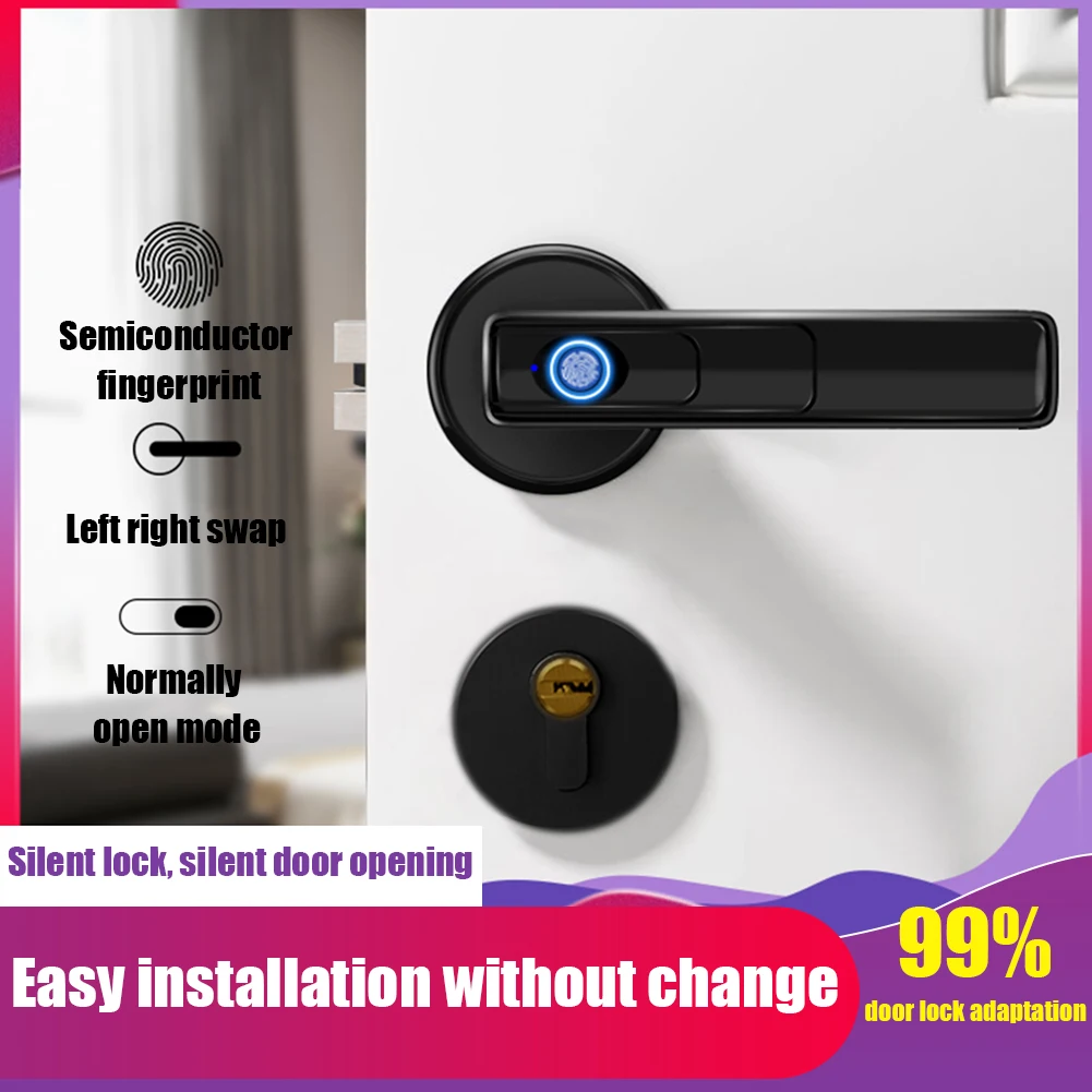 

BS Fingerprint Electronic Bedroom Sensitive Smart Biometric Semiconductor Smart Handle Anti-Theft Door Lock Keyless Home Office