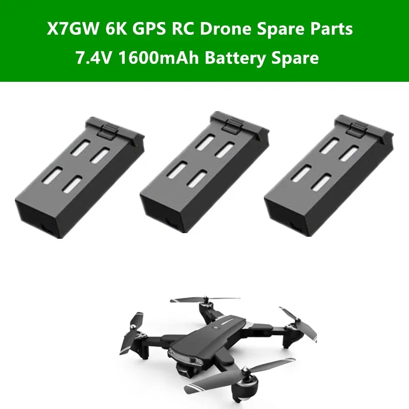 

X7GW 6K GPS RC Drone Spare Parts 7.4V 1600mAh Battery For X7GW 6K HD Dual Camera Optical Flow Positioning RC Quadcopter Parts