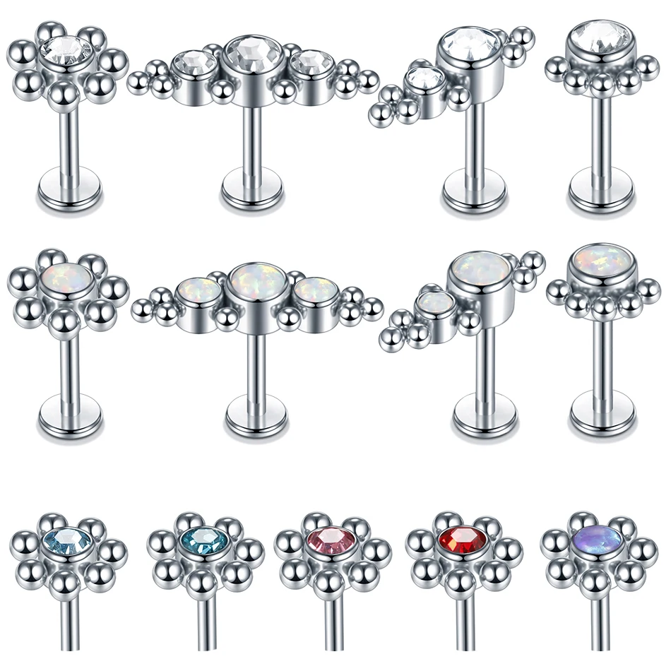 

1Pc Labret Tragus Cartilage Earring 16G Punk Cz Gem Round Tragus Lip Ring Monroe Ear Cartilage Earring Piercing Body Jewelry