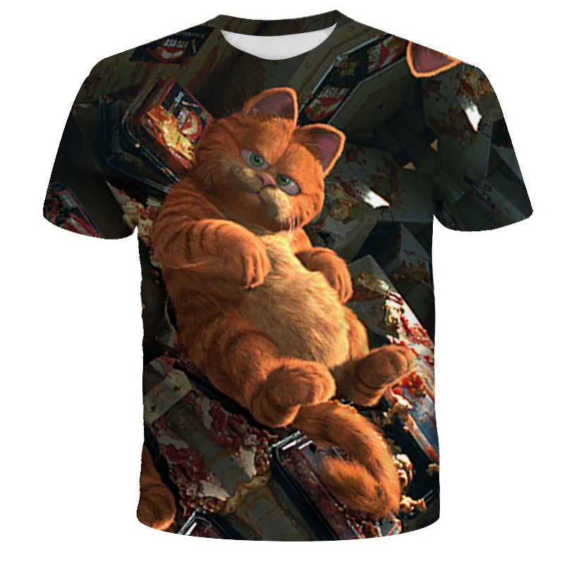 Футболки с коротким рукавом Garfield для мальчиков и девочек детская одежда футболка
