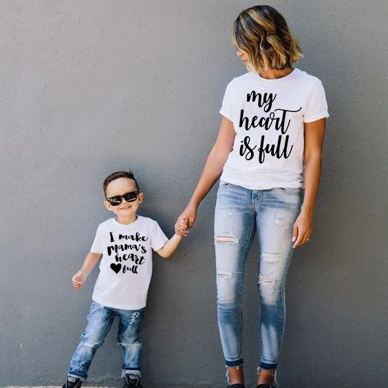 Футболка с надписью My Heart Is Full I Make Mama's Mommy & Me футболка короткими рукавами для