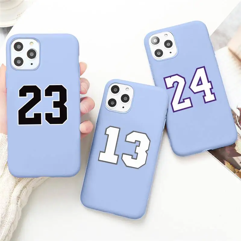 

Basketball Football 23 24 7 13 Phone Case for iPhone 13 12 mini 11 Pro Max X XR XS 8 7 6s Plus Candy purple Silicone cover