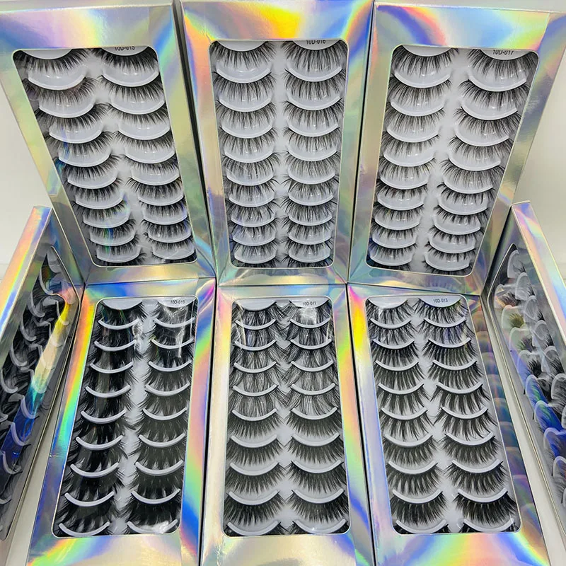 10 пар 3D норковые ресницы натуральные накладные драматический объем Мягкие