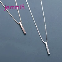 new statement women wedding 925 sterling silver geometric pendant necklaces slidable exquisite shinning zircon jewelry